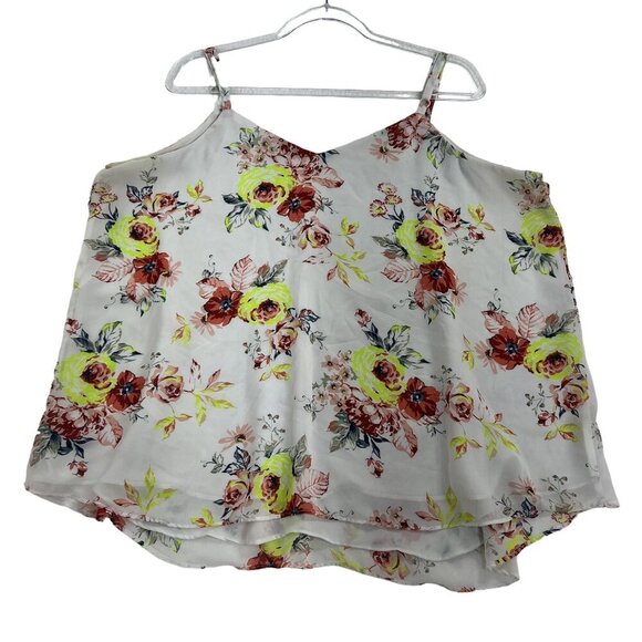Torrid 2X Sophie Rose Swing Cami Flowy Tank Top White Neon Green Bloomcore Boho - Picture 3 of 10